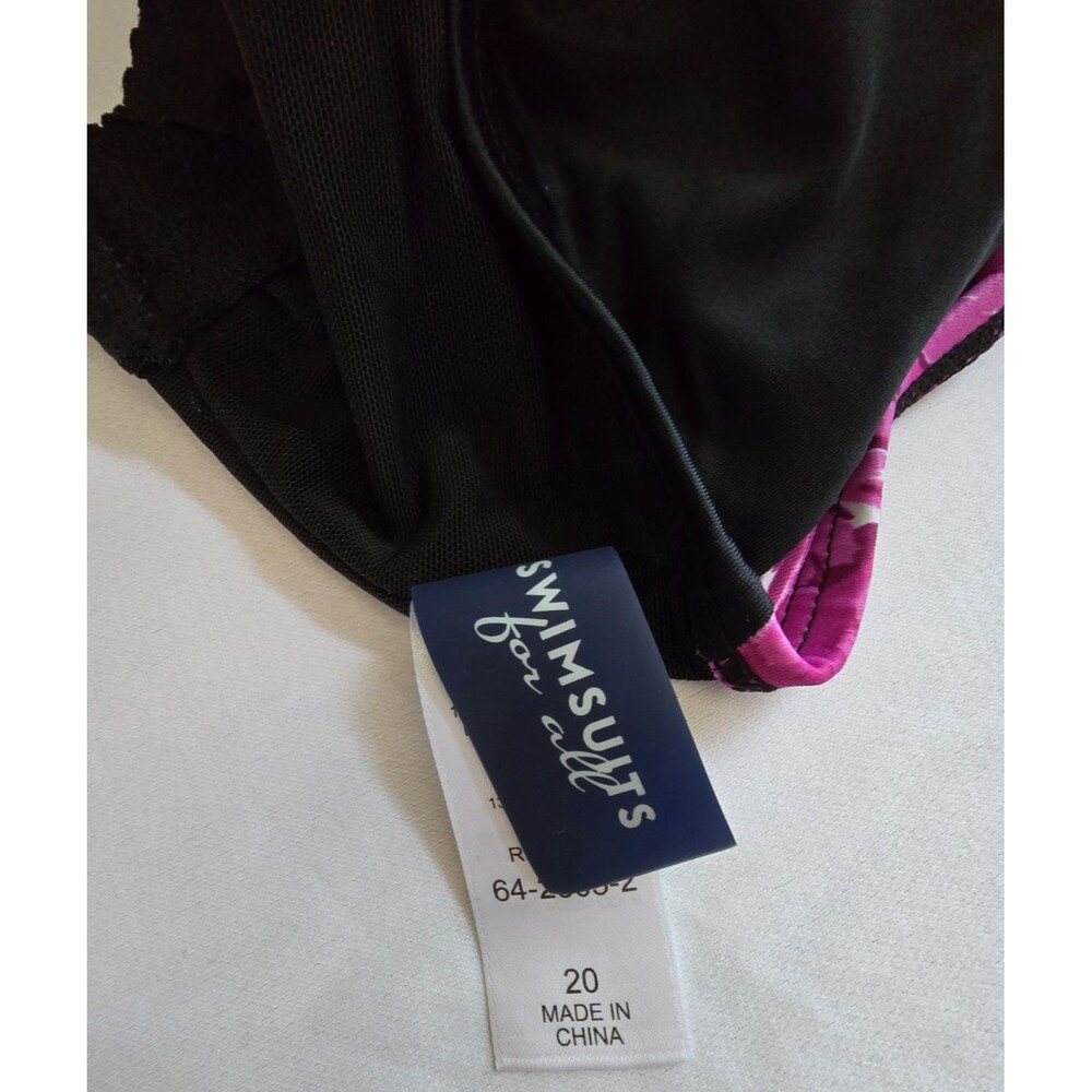 Swimsuits for All Women's Classic Tankini Top Pink/Black Floral Size 20 - Picture 8 of 8